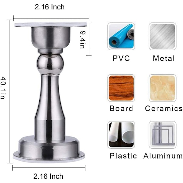 Dørstopplås Magnetisk lukking Heavy Duty Vegg Dørstopper Dørstopper Lim Rustfritt stållim -2 stk