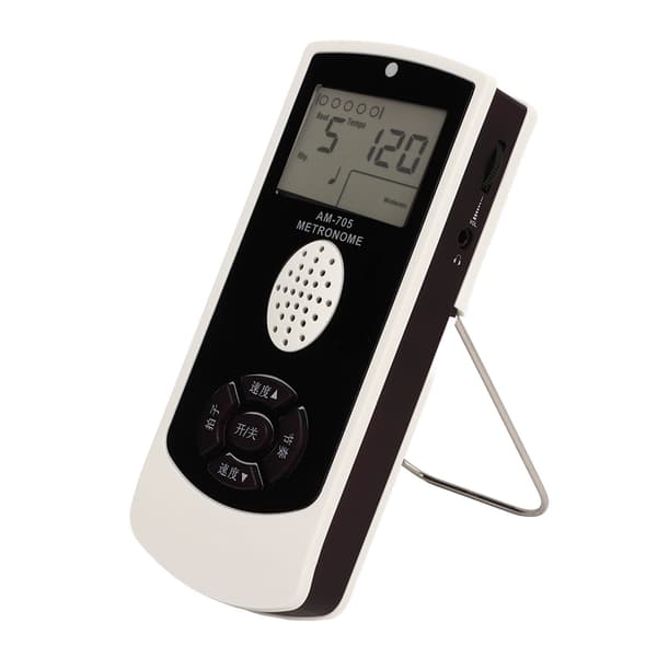 Vit Elektronisk Metronom 1800mah LCD Digital Display Universal Gitarr Piano Saxofon Sång