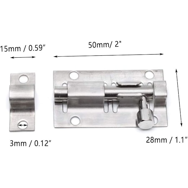 10 stk 2"X1" rustfritt stål automatisk portlås maskinvare for skurdører og vinduer (med skruer)
