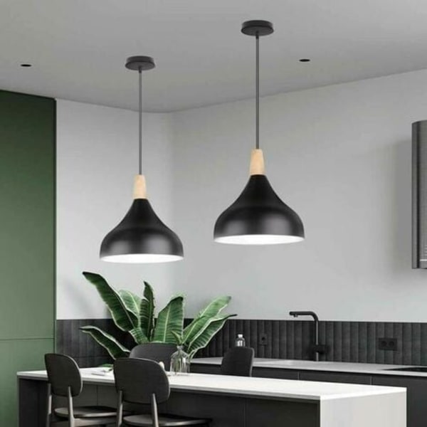 PCS Pendel Creative Simple E27 Indendørs Belysning Lysekrone Suspension Soveværelse Stue (Sort) - Sort