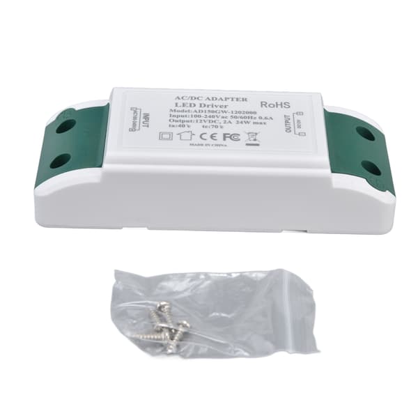12V DC 24W 2A LED-driver til LED-strips og skabsbelysning