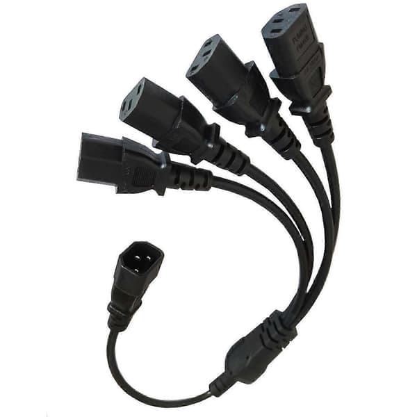0,5 m 3-benet IEC320-C14 hanstik til flere C13 hunadapterkabel Y-splitter strømforsyningskonverterkabel sort