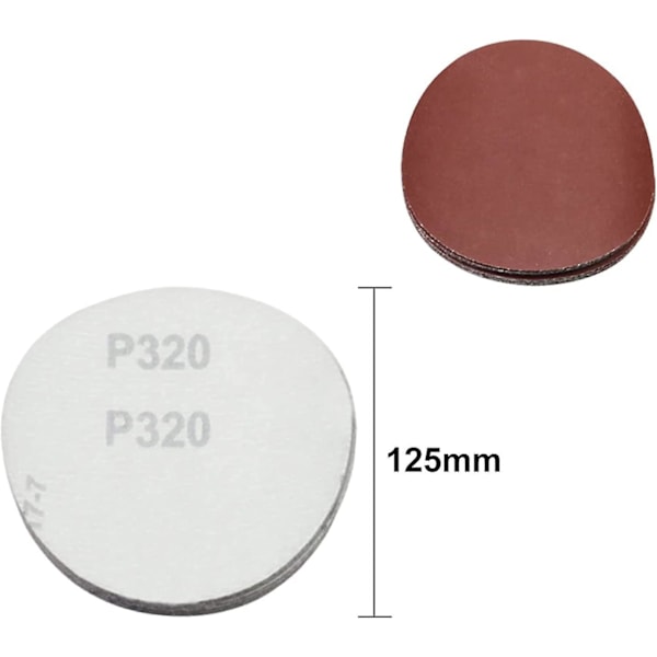 100 stk 125 mm slibeskive, slibeskive, 180/240/320/400/600/800/1000/1200/1500/2000 sandpapir (10 skiver pr. kornstørrelse)