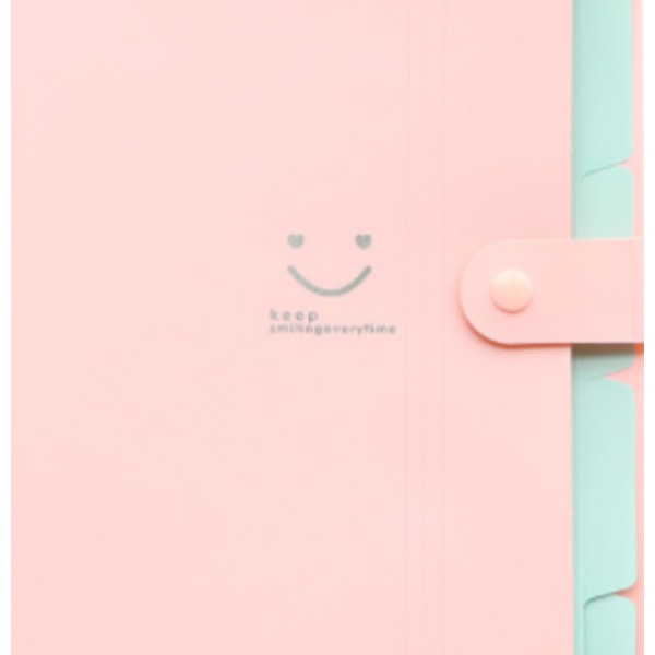 Smiley lille frisk koreansk slikfarvet mappe PP informationstaske orgelpose (lyserød),