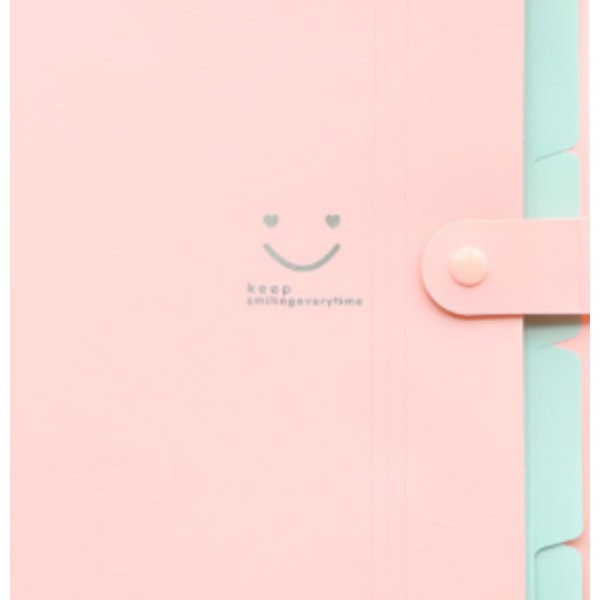 Smiley liten fräsch koreansk godisfärgad mapp PP informationspåse orgelpåse (rosa),