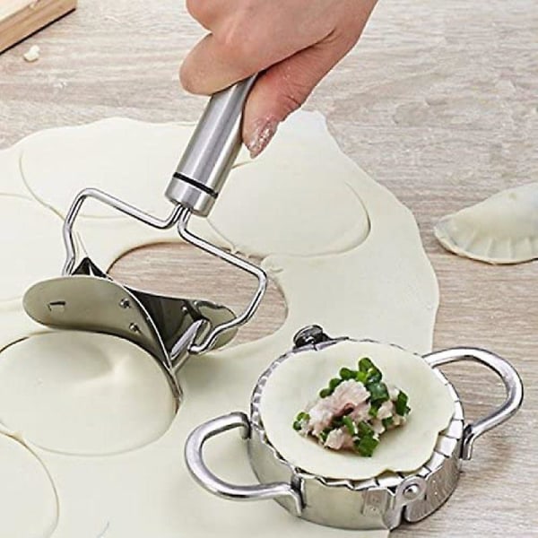Ravioli Dumpling Maker Shaper And Cutter, 2 delar rostfritt stål Ravioli Maker Set, Dumpling Shaper, Cookie Cutter, Rund Cookie Cutter, Bakverksdeg