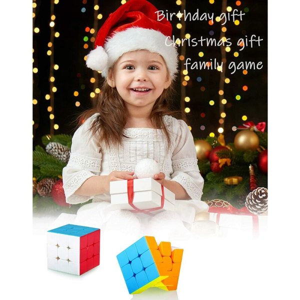 Speed ​​Cube 3x3 3x3x3 klistremerkeløst magisk puslespill Magic Speed ​​Cube julegave til barn (fri klistremerke)，