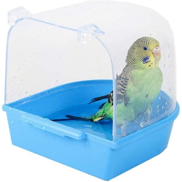 Papegøjebadekar, 13 * 13 * 13,5 cm hængende papegøjebadekar, tilbehør til fuglebure, til katte, finker, undulater undulater (blå)