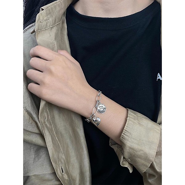 Armband 925 Silversmycken Heart Stud Modesmycken Ac8220