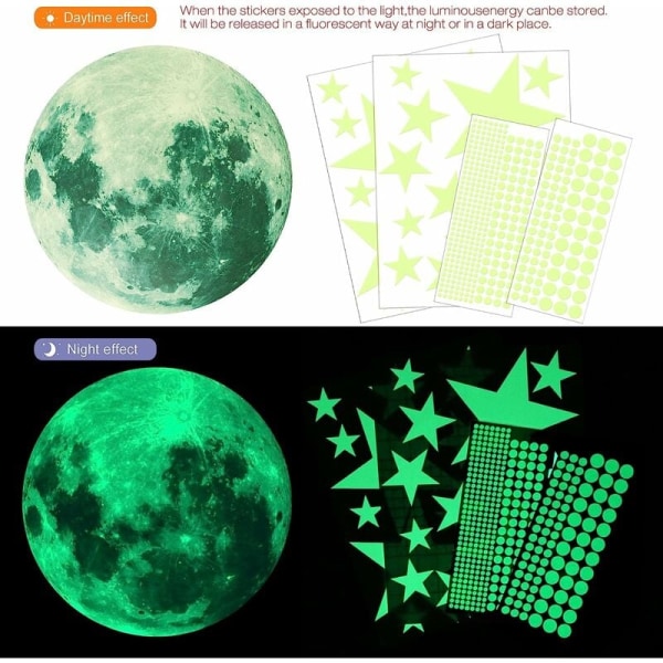 Kodinsisustustarra 3d Luminous Moon Star Glow -tarra (30cm435kpl) kodin ja puutarhan sisustamiseen