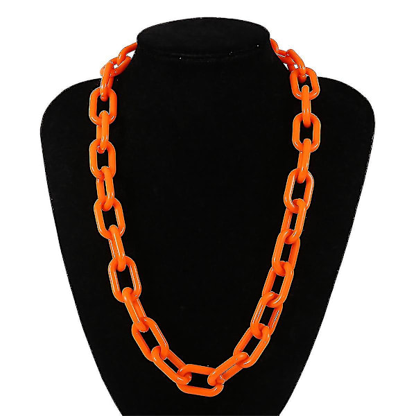 Akryl halskjede anheng overdreven geometri choker for kvinner 24 tommer orange