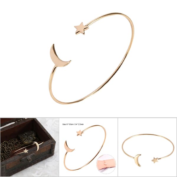 Guld Måne Stjärna Öppet Armband