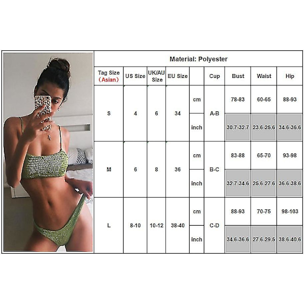 Kvinder Sommer Crinkle Bikini Sæt Plain Badetøj Badedragt Red M