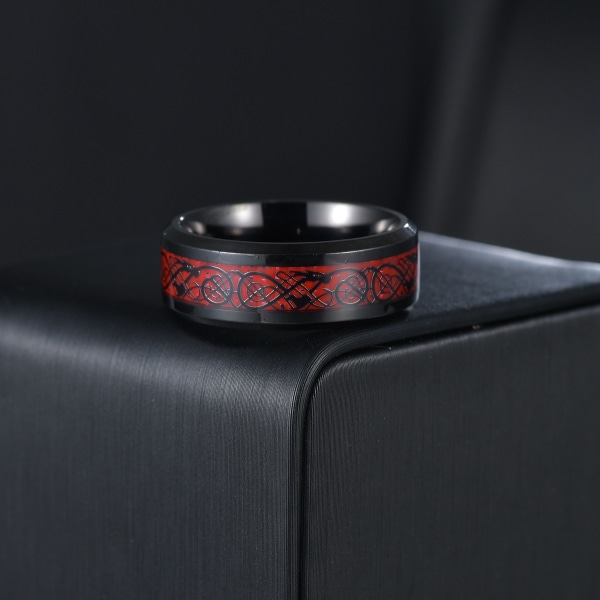 Rød Carbon Fiber Dragon Ring til mænds smykker
