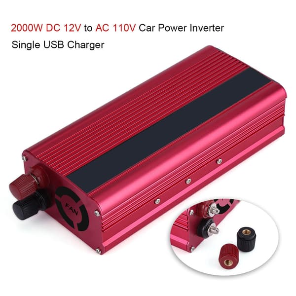 2000W 12V DC til 110V AC Bil Power Inverter med USB Oplader Adapter
