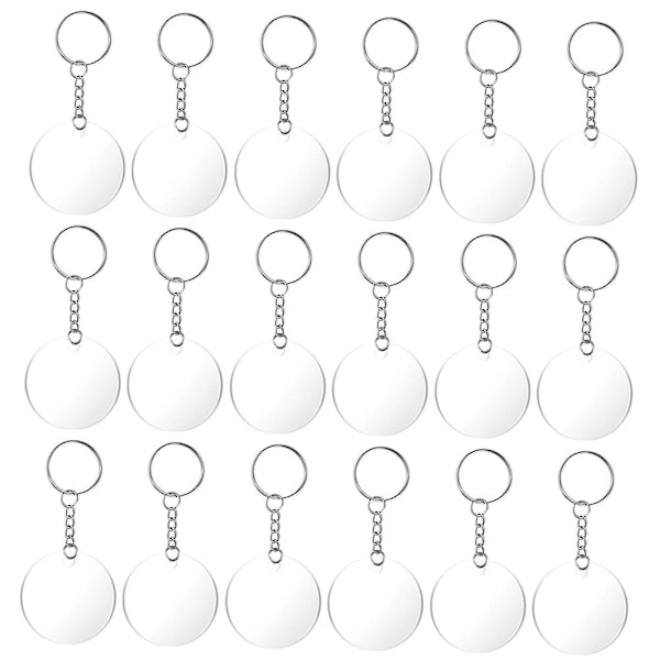 60 kpl pyöreä akryyli-avaimenperä set (akryyliavaimenperä, avainrengas)