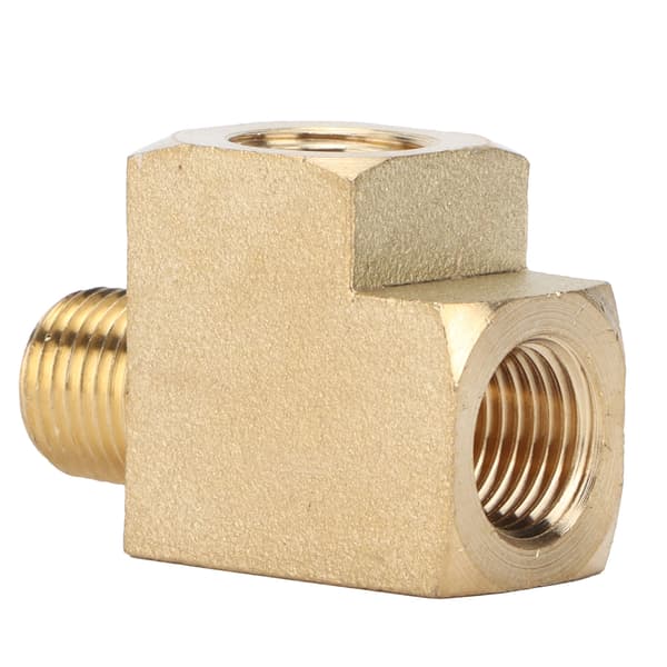 Messingrør T-stykke Bil Solid Gate Rør Utvendig Gjenge 1/8in NPT Hann 1000 PSI