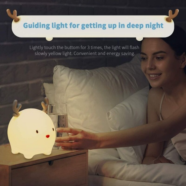 Hvid 0,16W Cute Pet Fawn Silikone Natlys USB Opladning Pull LED Natlys Synkroniseret med Sleep Night Mood Light,