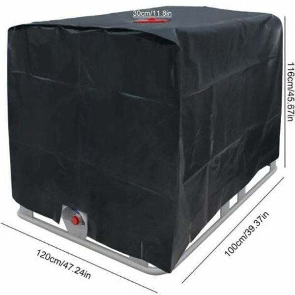 IBC Beskyttelsesdeksel for 1000 l vanntank, beskyttelsesdeksel for IBC-tank, regnvannstank (svart), 120×100×116, (Tank Ab