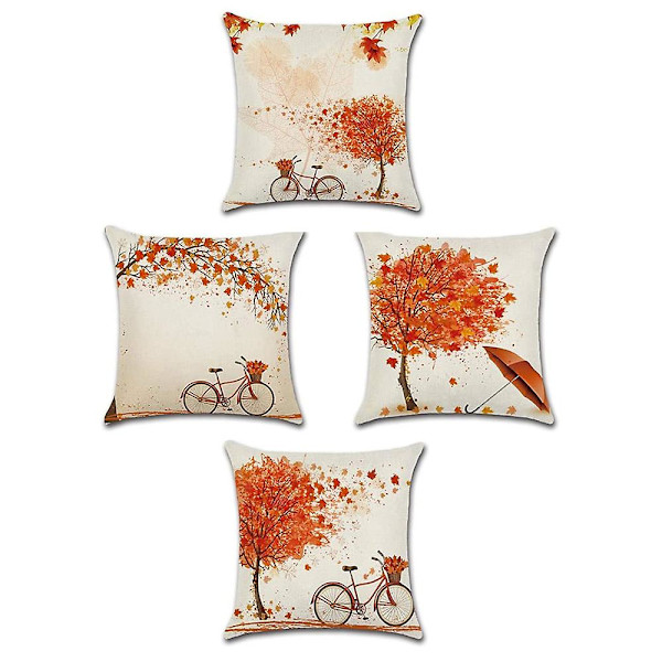 Høstputetrekk 45*45cm For Høstdekor Sett med 4 putetrekk Maple Leaf Theme