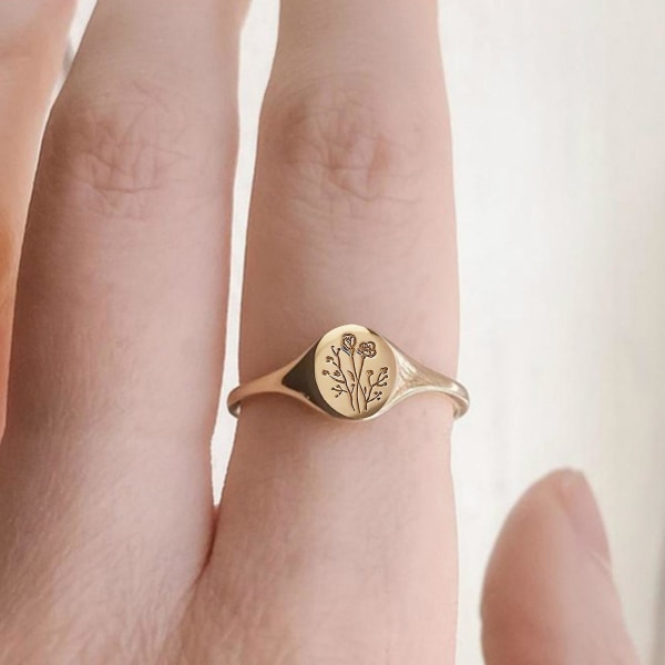 Enkla kvinnor Rose Flower Graverad Ring Metal Engagement Circlet Smycken Gift Silver US 8