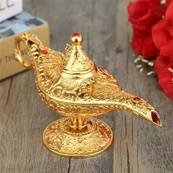 Aladdin Lampe Dekorasjon, Metall Aladdin Dekorativ Lampe Magic Aladdin Lamp Magic Genie Legend Lamp Vintage Bord Decorati