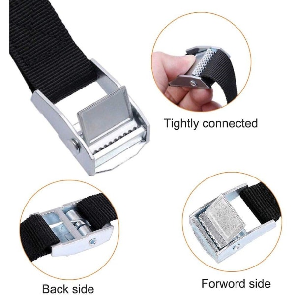 10 st Bindningsrem 2 * 39cm Motorcykel / Bil / Cykelhållare Fixeringssats Spännrem Maximal belastning 500 Kg - Svart