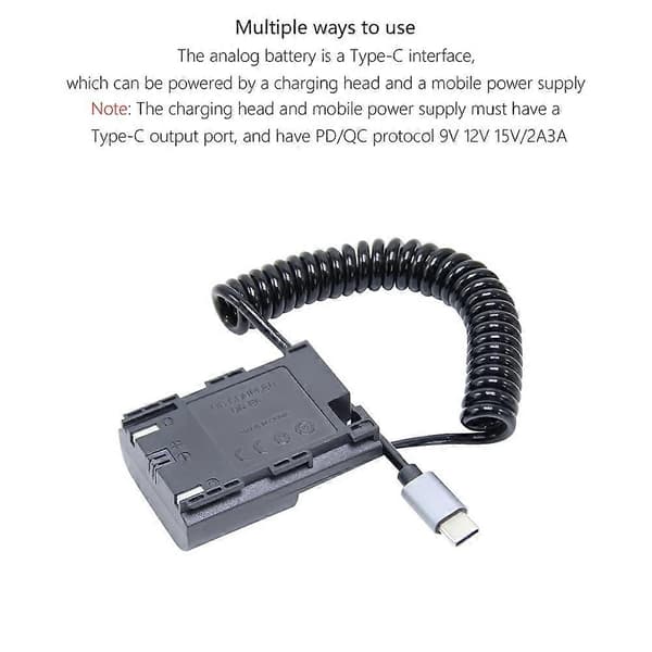ACK-E6 DR-E6 USB-C-adapter LP-E6 LP-E6N dummybatteri strømforsyningssett for Canon EOS R R5 R6 R7 80D 70D 60D 90D kamera