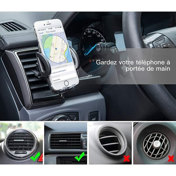 Takapidike + toisen vaihteen ilmanpoistoliitin 360 astetta kääntyvä auton matkapuhelintelineen navigointikehys