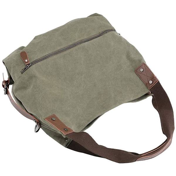 Axelväska i canvas för fritid för kvinnor, Axelväska, Handväska för Shopper, Bucket Bag (grön)