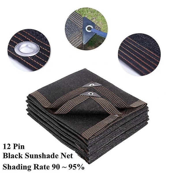 2x2m Sort 12 Pin Tykk Anti Uv Hdpe Shading Nett