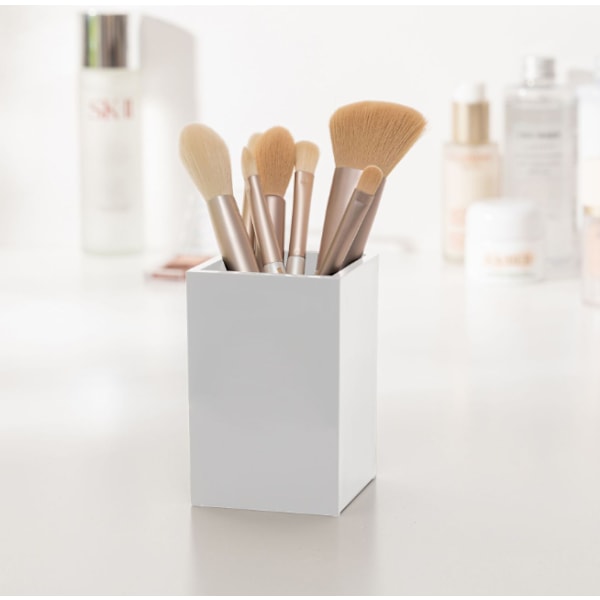 Utrykt Vindgennemsigtig Akryl Firkantet Pen Holder Elev Skrivebord Efterbehandling Opbevaringsboks Makeup Børste Opbevaringsspand,