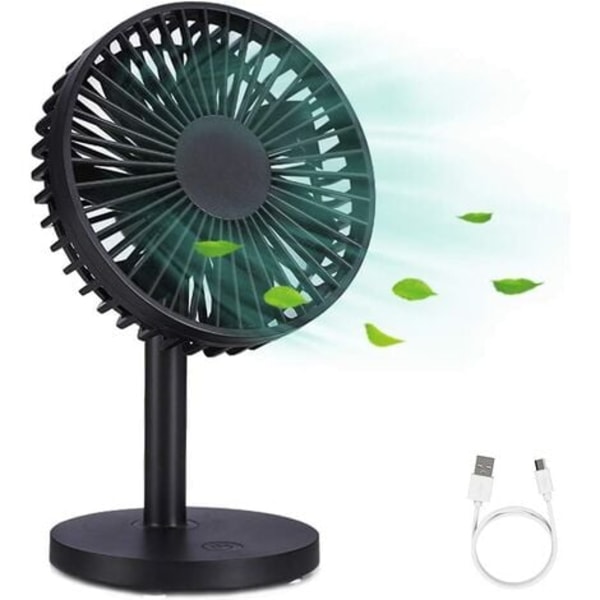 Mini bærbar USB-skrivebordsventilator Kraftig luftstrømsblæser med 7 blade, 3 hastigheder, justerbart hoved til hjemmekontorer, USB-drevet (