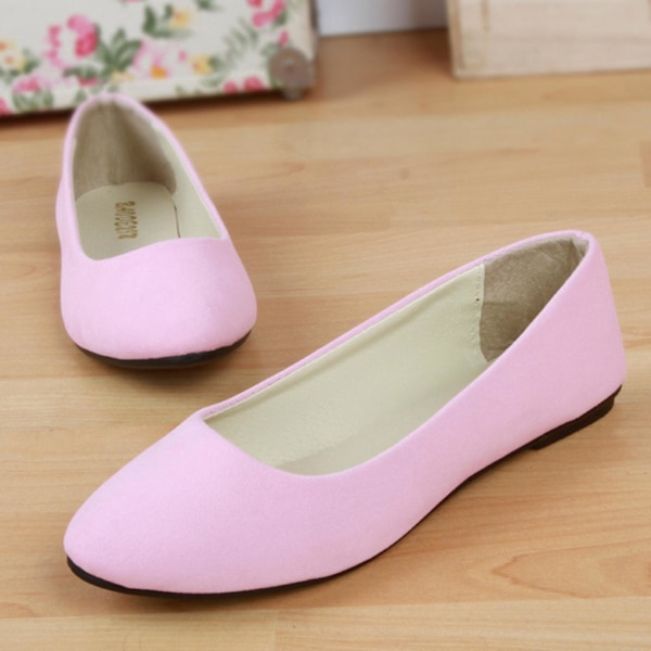 Naisten Pumput Litteät Kiinteät Slip On Loafers Mokkakengät Pink 35