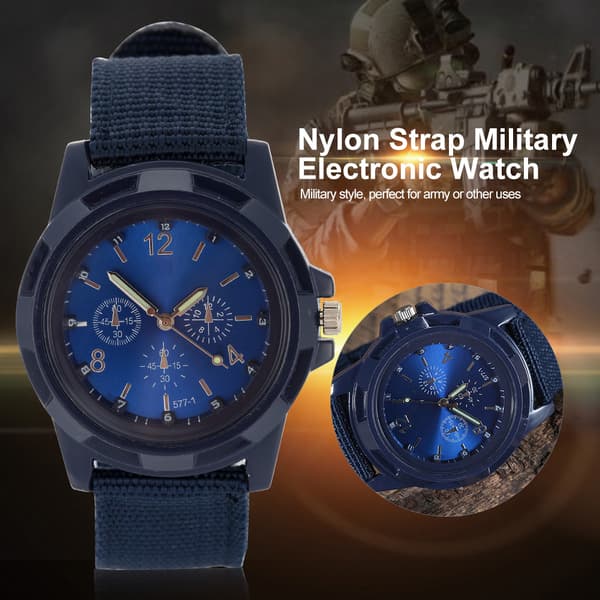 Militär Analog Armbandsur Rund Nylonrem Blå