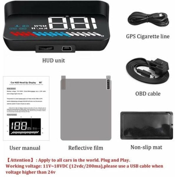Bil Head Up Display: OBD2 HUD Display & GPS HUD Display, 3,5" Head Up Display, Säkerhetslarm