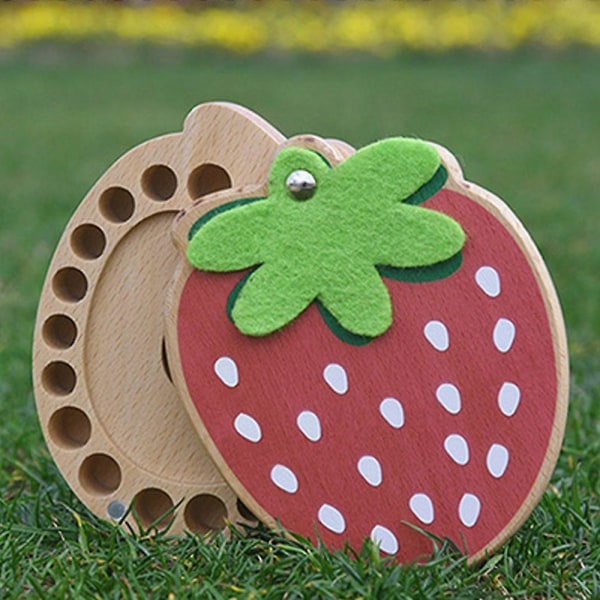Strawberry Baby Tooth Box - Engelsk klistremerke