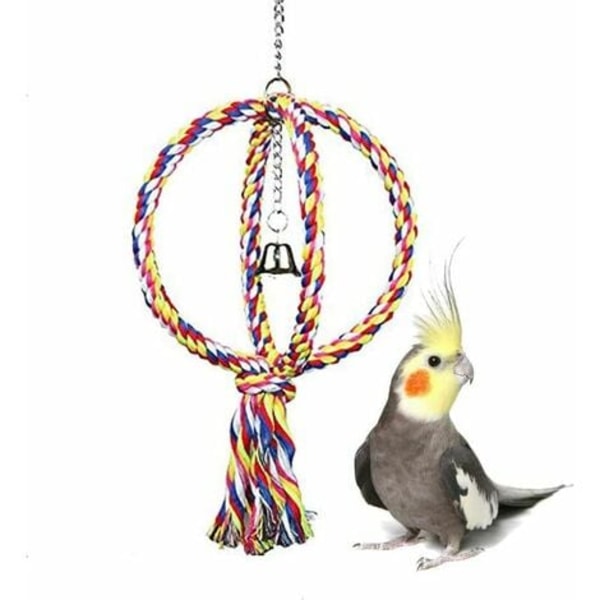 Fågelrepsgunga, färgglad abborre klätterleksak för papegojor Cockatiel Cockatoo Conure Parakit