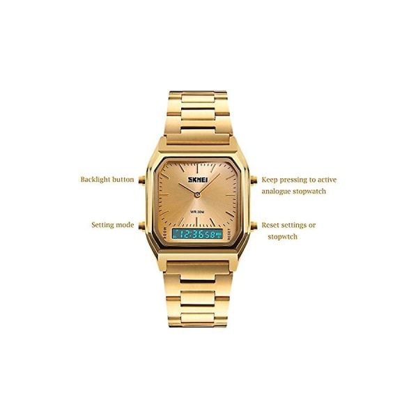 Vattentät analog armbandsur watch 1220 - 45 Mm - guld
