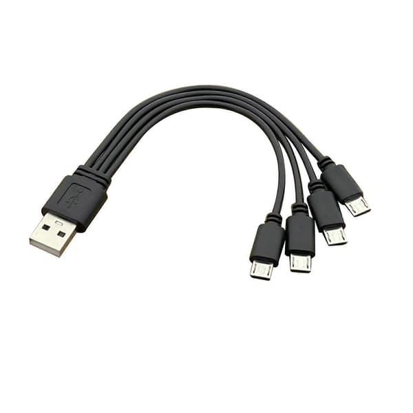 Multi-enhets Micro USB Ladekabel Multi Laderkabel Lad 4 Telefoner Nettbrett Samtidig Perfekt for Travle Personer Hvit