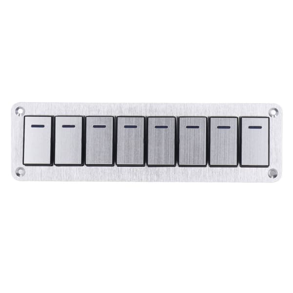 8 Gang 3 Pin LED Blåt Lys Vippekontaktpanel 12V til 24V On Off Toggle