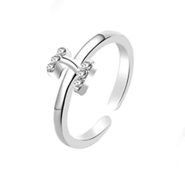 Mode Simple 26 Letter Rhinestone indlagt åbning Finger Ring Lady smykker gave Rose Gold A