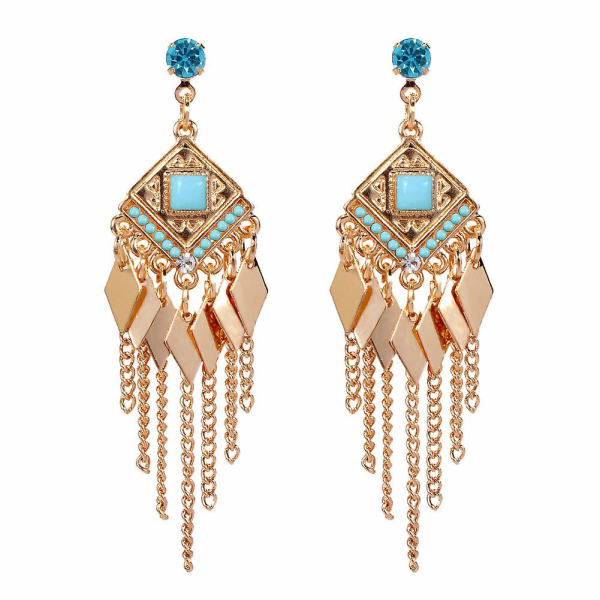Örhängen Bohemia Tofsar Modesmycken B1933 blue