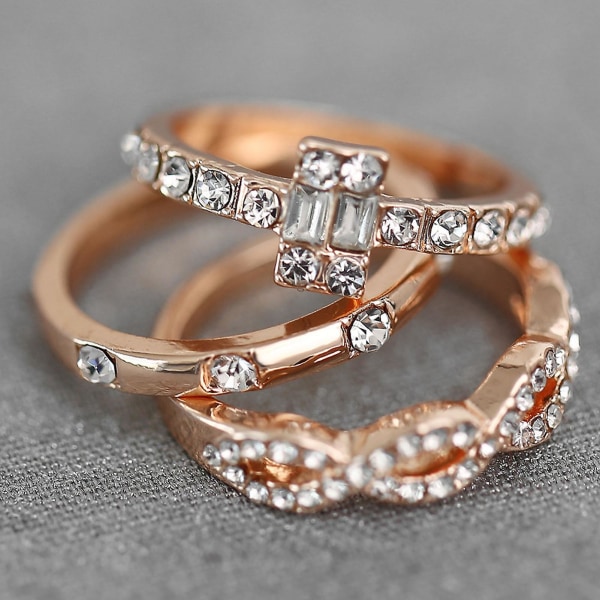 3st/ set Ring Kit Dekorativ Minimalistisk Distinkt Individualitet Finger Ring Set för dagligt bruk US 9