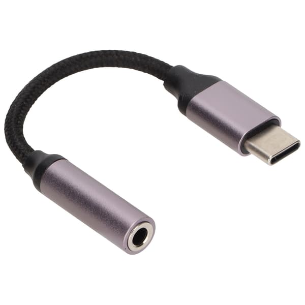 USB C til 3,5 mm lydkabeladapter med musikk, samtale og ledningskontroll