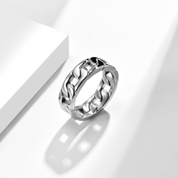 Hip Hop Style Finger Ring Kjede Form Design Ikke lett å knuse Smykker Unisex Twist Ring For Party Stainless Steel US 11