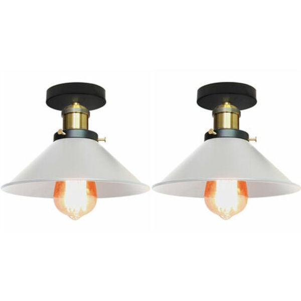 STK Vintage Industriel Loftslys Soveværelse Stue Køkken E27 Smedejernsloftslampe 220mm - Hvid