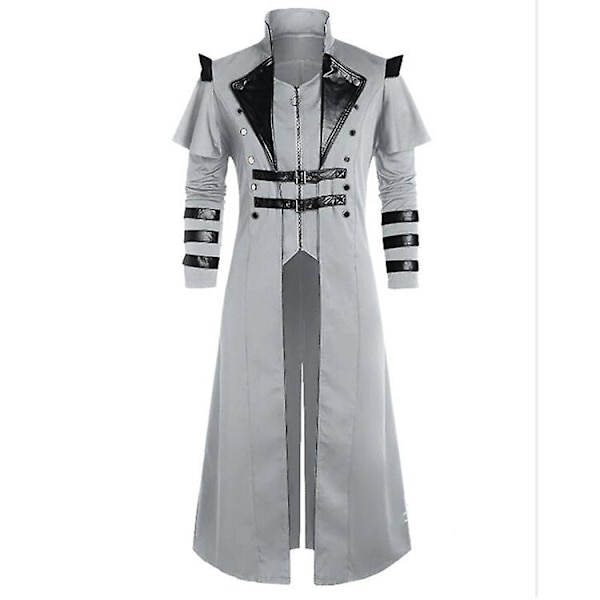 Miesten Steampunk Tuxedo -takki goottilainen Halloween-asu L Grey