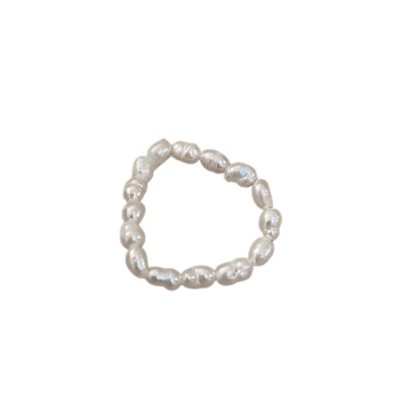 Enkel Elegant Tau Kvinner Ring Gave Multi Beaded Imitasjon Perle Ring Smykker Tilbehør White