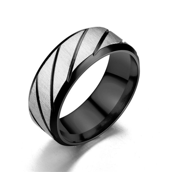 Par ring kypert mønster Alle match Fin utførelse Rustfritt stål Geometrisk skinnende unisex ringer for forlovelse Black US 6
